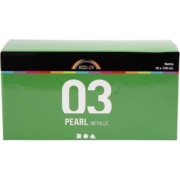 Schoolverf Acryl - Metallic - gemengde kleuren - metallic - 10 x 120 ml Schoolverf Acryl - Metallic - gemengde kleuren - metallic - 10 x 120 ml