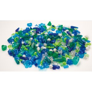 Kunststof kralen blauw & groen Kunststof kralen blauw & groen