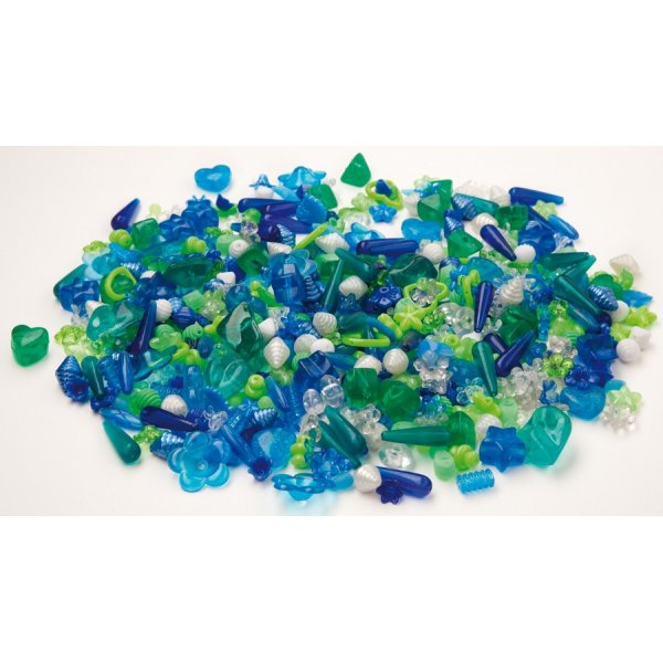 Kunststof kralen blauw & groen
