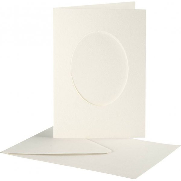 Passepartout kaart met envelop - gebroken wit - ovaal - 10 sets