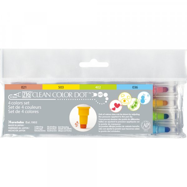 Notitiepennen ZIG Clean Color Dot - 4 kleuren
