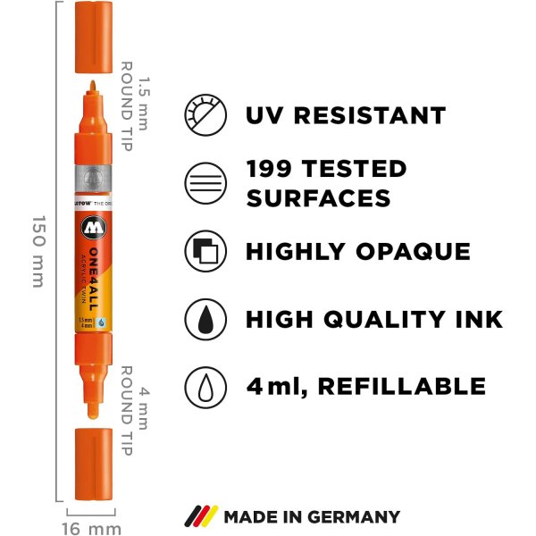 Acrylstiften One4All Twin 1,5 + 4mm