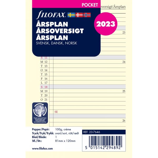 Navulling voor Systeem Kalender Pocket 2023 - Jaarabonnement
