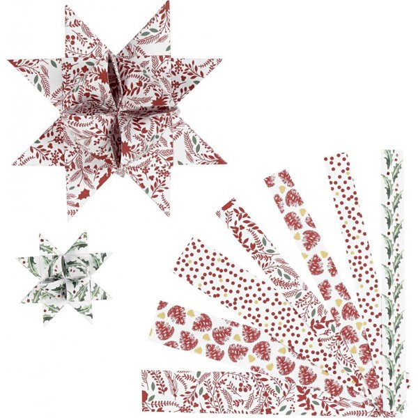 Sterstroken - rood - wit - 6,5+11,5 cm, 48 stroken