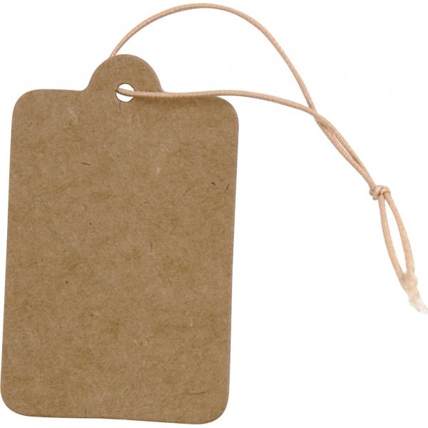 Etiketten in stevig karton - 25 x 40 mm - lichtbruin - 100 st