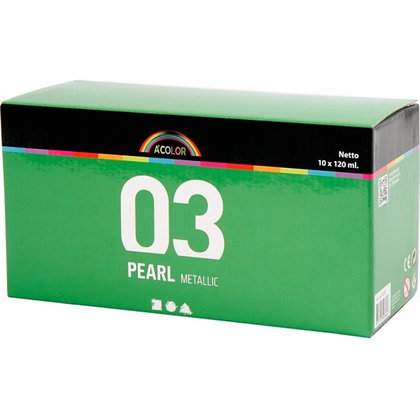 Schoolverf Acryl - Metallic - gemengde kleuren - metallic - 10 x 120 ml Schoolverf Acryl - Metallic - gemengde kleuren - metallic - 10 x 120 ml