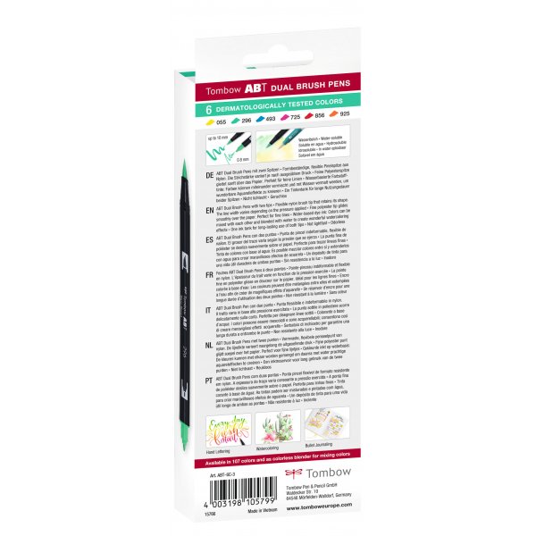 Tombow ABT Dual Brush Pen Tattoos 6-pack Tombow ABT Dual Brush Pen Tattoos 6-pack