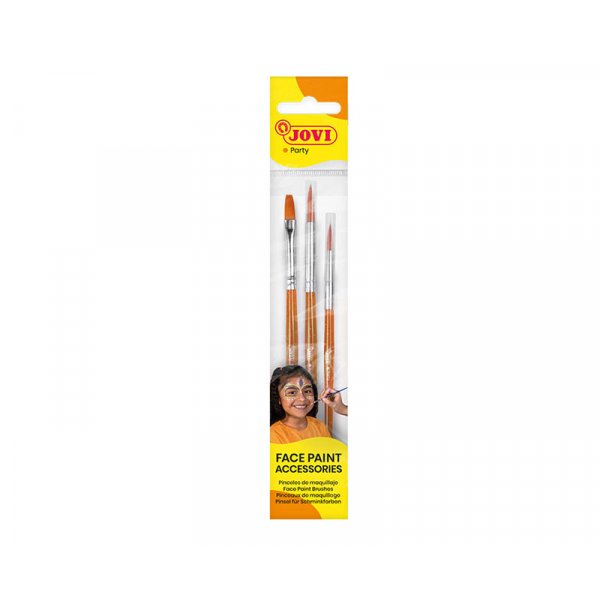 Schminkset - Jovi - 3 penselen voor schminken (plat, dun & rond)