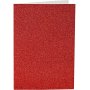 Kaarten en enveloppen - rood - glitter - 11,5 x 16,5 cm - 4 sets