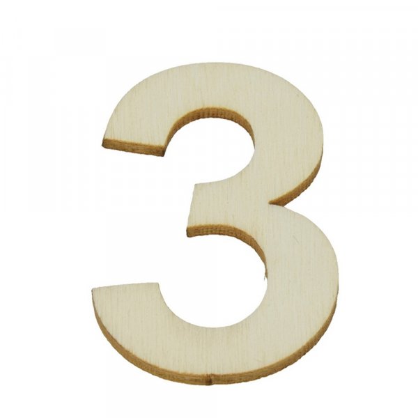 Onbehandelde houten cijfers 40x2 mm - 3