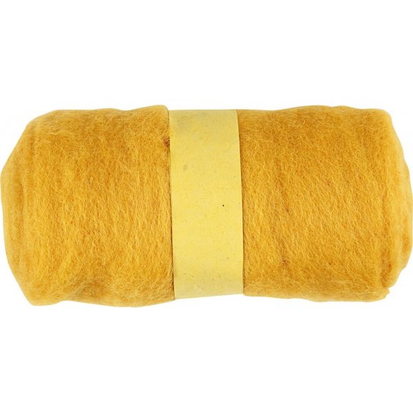Gekaarde Wol - geel - 100 gr