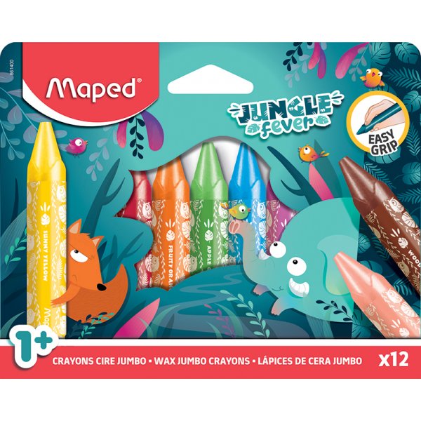 Krijtset - Maped - 12 waskrijtjes Jumbo Jungle Fever