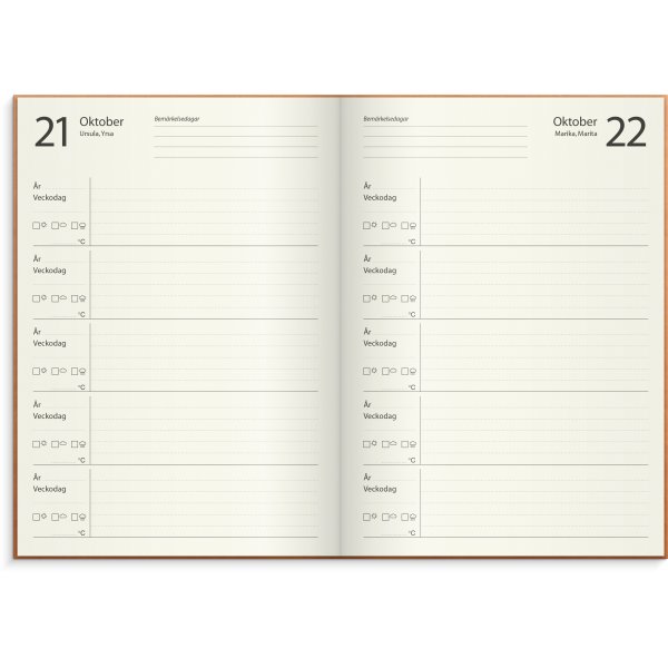 5-jarig jubileumagenda - Cognac kunstleer 5-jarig jubileumagenda - Cognac kunstleer