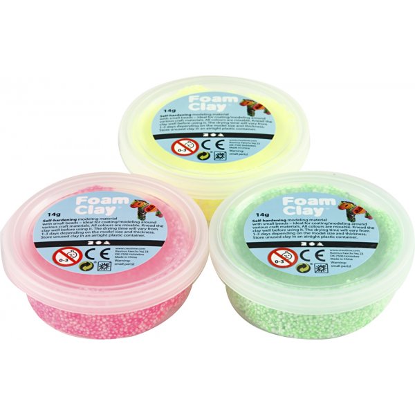 Foam Clay® - lichtgroen - neonroze - neongeel - 3 x 14 gr Foam Clay® - lichtgroen - neonroze - neongeel - 3 x 14 gr