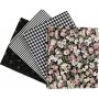 Patchworkstof - zwart - 4 st