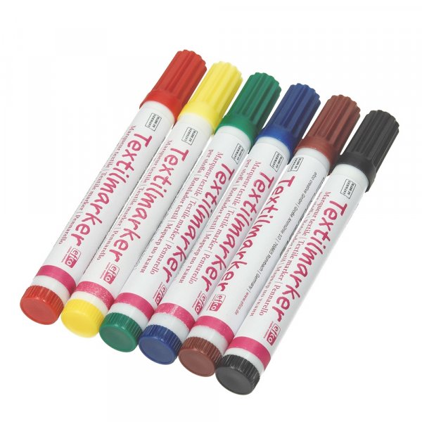 Textielstiften Rond (2-4 mm) - 6 kleuren