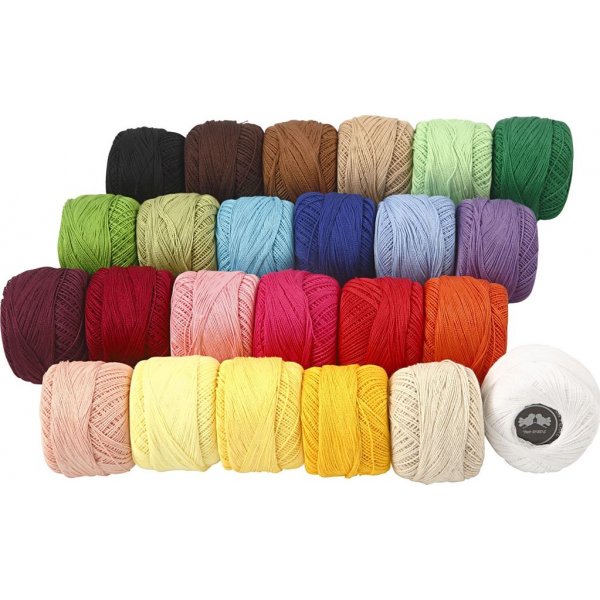Gemerceriseerd katoengaren - gemengde kleuren - 24 x 20 g