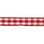 Geruit lint - rood/wit - 50 meter