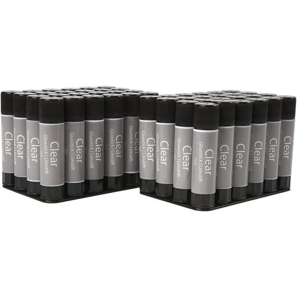 Transparante lijmstift - rond - 10 g - 48 st