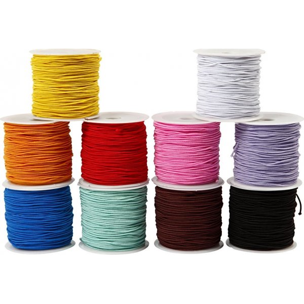 Elastisch koord - 1 mm - gemengde kleuren - 10 x 25 m