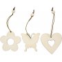 Houten decoraties - Bloemen - vlinders - harten - 200 st