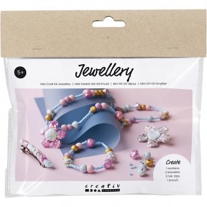 Mini DIY-kit - Sieraden van glitterklei en houten kralen Mini DIY-kit - Sieraden van glitterklei en houten kralen