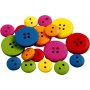 Houten knopen - 12-20 mm - gemengde kleuren - 360 st