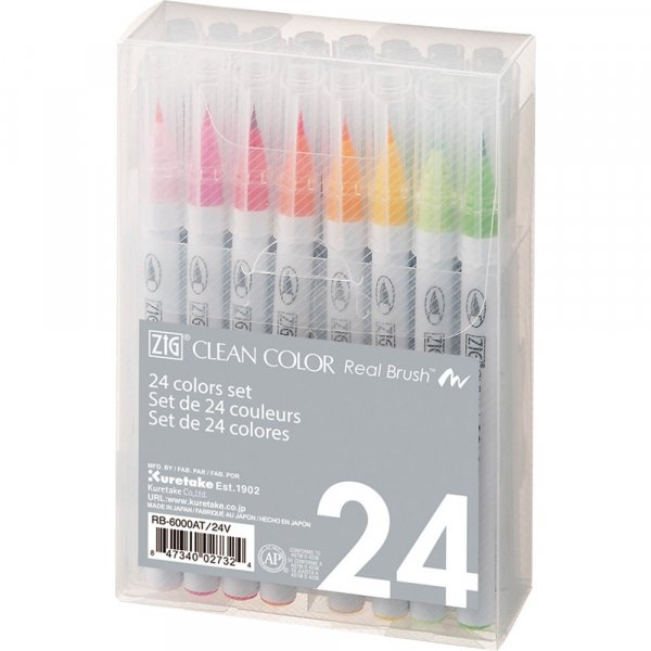Brush pennen ZIG Clean Color Real Brush - 24 pennen