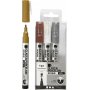 Glas- en porseleinstift - bruin - goud - zilver - wit - semi-dekkend - 1-2 mm - 4 stuks