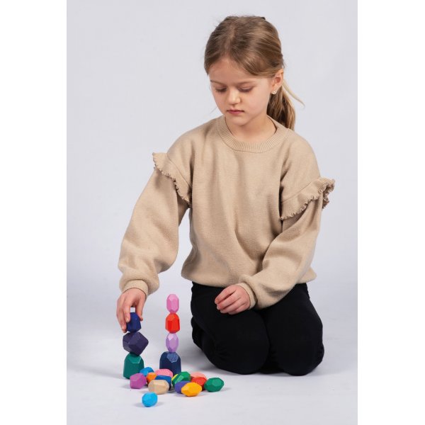 Houten stenen hoekig kleurrijk 21 st