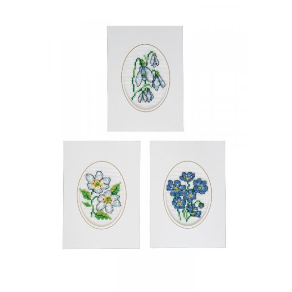 Borduurpakketkaarten - Wilde bloemen, 3-pack