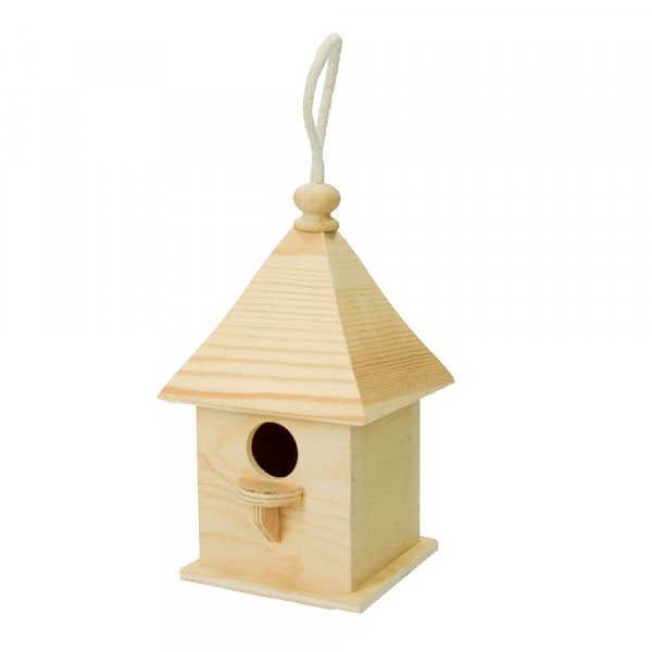 Vogelhuisje H 20,5 x 11 x 11 cm - onbehandeld vierkant
