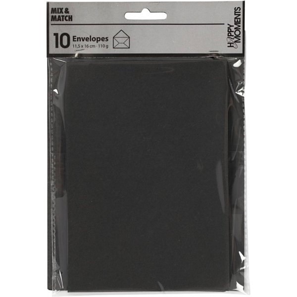 Envelop - zwart - 11,5 x 16 cm - 10 st Envelop - zwart - 11,5 x 16 cm - 10 st