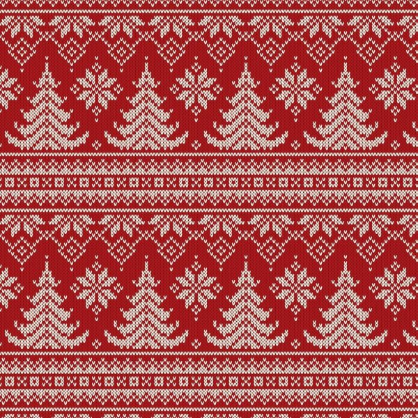 Patroon Tricot 150 cm - Kerstbomen Gebreid Rood