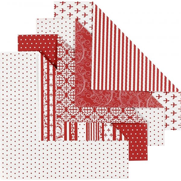 Origamipapier - rood/wit - 15 x 15 cm - 50 vellen