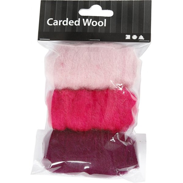 Gekaarde Wol - paars/roze harmonie - 3 x 10 gr