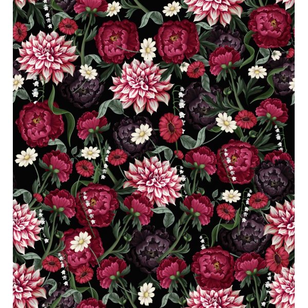 Jersey met patroon - Dahlia bordeaux