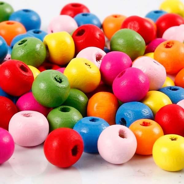 Houten kralen - 8 mm - gemengde kleuren - 500 gr