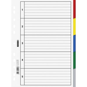 Index voor ringband - A4 kunststof - 5 tabs Index voor ringband - A4 kunststof - 5 tabs