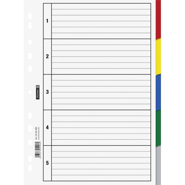 Index voor ringband - A4 kunststof - 5 tabs