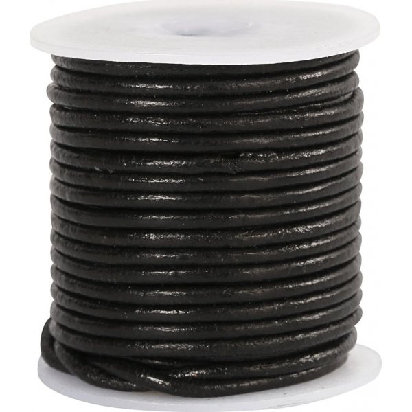 Leren koord - zwart - 2 mm - 10 m