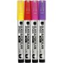 Glas- en porseleinstift - oranje - paars - lichtrood - geel - semi-dekkend - 1-2 mm - 4 stuks