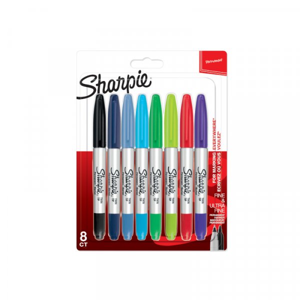 Vezelpennenset Sharpie Twintip - Permanente marker - Diverse kleuren - 8 st