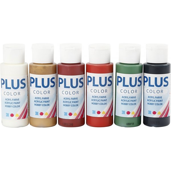 Plus Color Hobbyverf - Kerstkleuren - 6 x 60 ml Plus Color Hobbyverf - Kerstkleuren - 6 x 60 ml