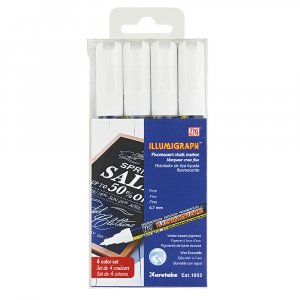 Markeerstift ZIG Illumigraph PMA-110 0,7 mm wit 4 stuks Markeerstift ZIG Illumigraph PMA-110 0,7 mm wit 4 stuks