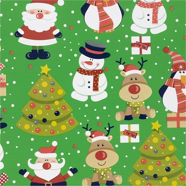 Cadeaupapier - groen - Kerstmotief - 5 meter