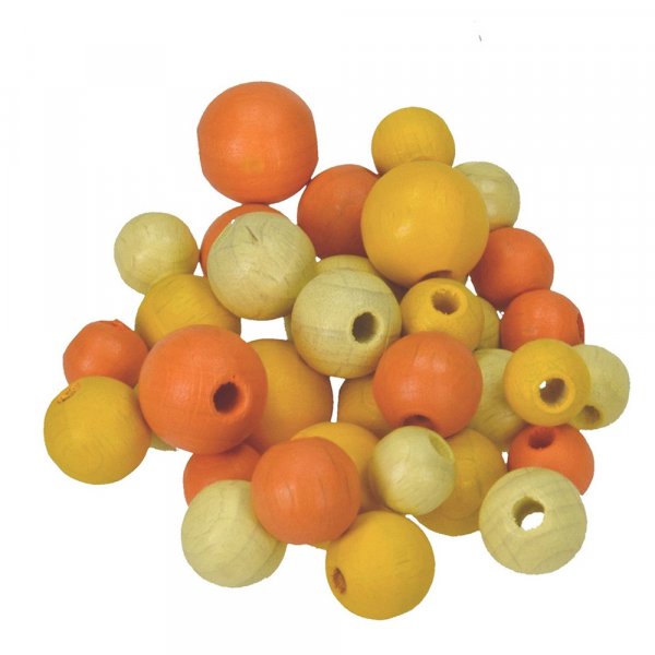Houten kralen 8,10,12 mm - geel mix 25 g maat mix