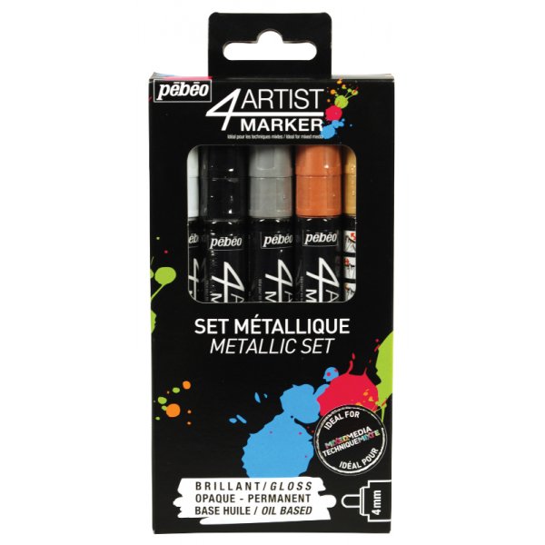 Marker op oliebasis - Pebeo 4Artist - Markerset 5x4mm metaal