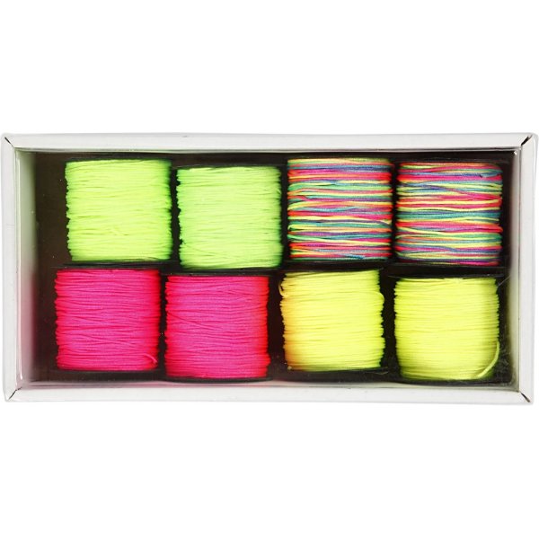 Stropdaskoord - neon groen - neon roze - neon geel - neon mix - 8 x 28 m Stropdaskoord - neon groen - neon roze - neon geel - neon mix - 8 x 28 m