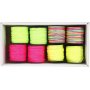 Stropdaskoord - neon groen - neon roze - neon geel - neon mix - 8 x 28 m